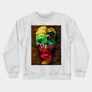 A Bali face mask on dark yellow background Crewneck Sweatshirt